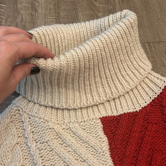 🧶🐑G-Star Raw Wool Knit Thick Colorblock Cowl Neck Sweater - Picture 8 of 13